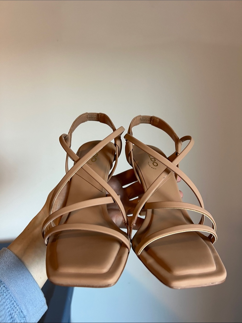 Aldo amilia nude square toe strappy heels neutral pillow walk 6 - Picture 5 of 9